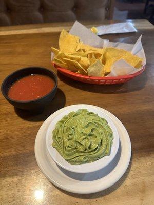 Guacamole, chips and salsa