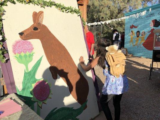 Pin the tail on the rabbit. A fun carnival game before the Cinderella play.