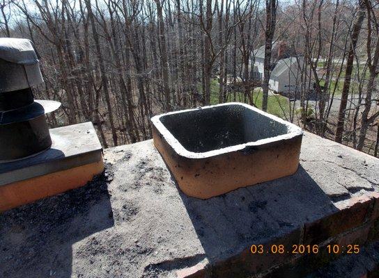 Chimney: Before concrete repair and cap - 03/08/2016