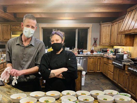 Chef's smiling big behind those masks!