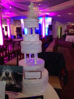 The bride and groom actually turns on cake display