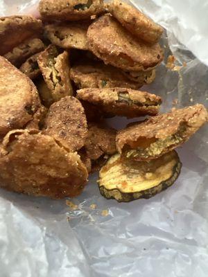 Over cooked, dry pickle chips