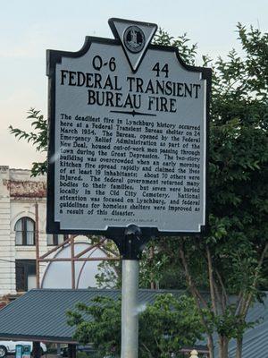 Federal Transient Bureau Fire Historical Marker