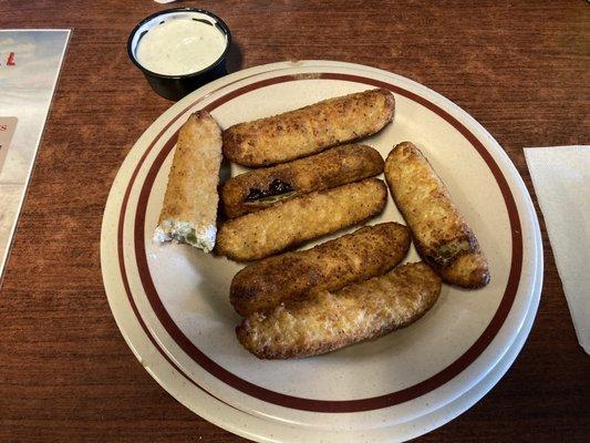 breaded, fried pickle spears (one very generous single serving)