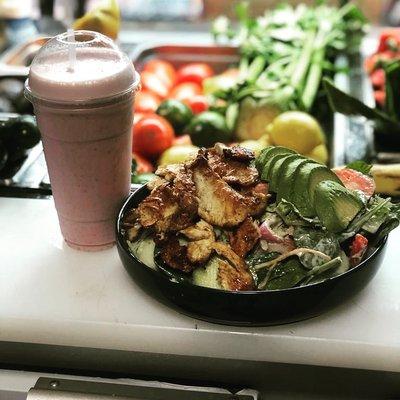 Salad and shake