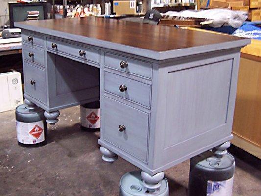 desk refinished two-tone