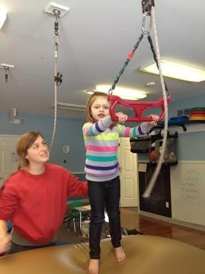 The kids love the trapeze swing!