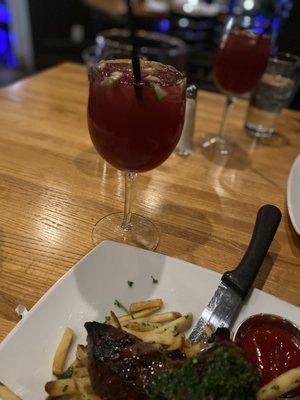 Pub Steak & Truffle Fries (No Cheese). Drink was a Red Sangria