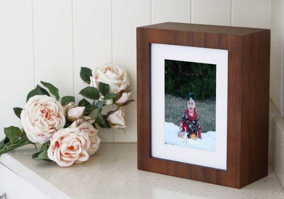 Window Portrait folio box - holds 20-30 framed prints and displays framed print.