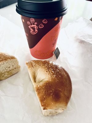 Simply Done But Satisfying: (Plain Toasted Bagel+Butter/ Bigelow Chai-Vanilla Tea) @ Home