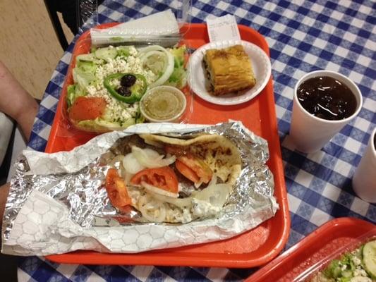 Gyro, Spanakopita and Greek Salad