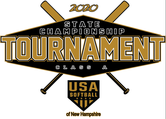 Metallic Gold and black screen printed design for 2020 State Championship Tournament Class A Usa Softball of NH