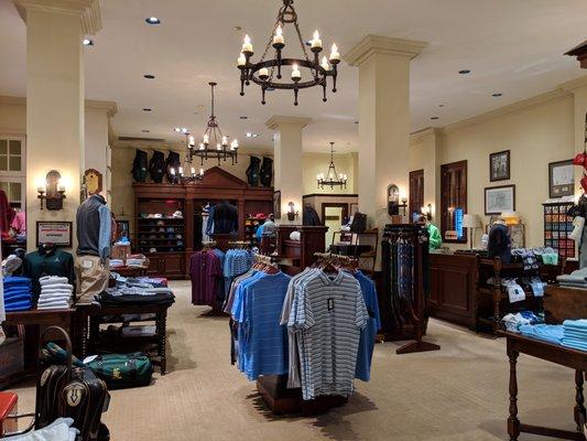 Inside the clubhouse. Golf shop.