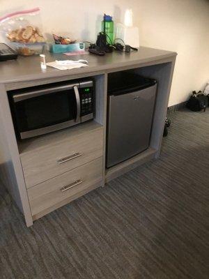 Microwave and mini fridge