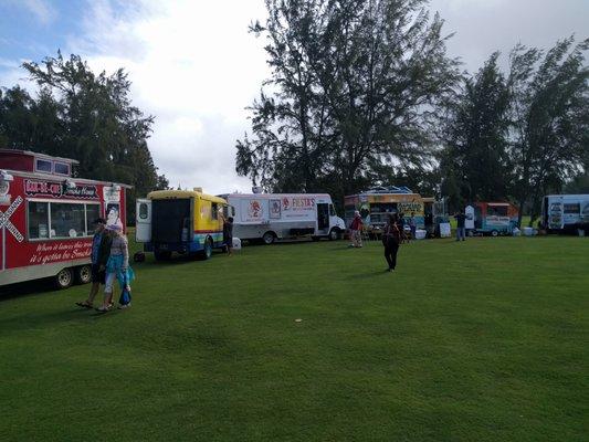 Food trucks getting set up.