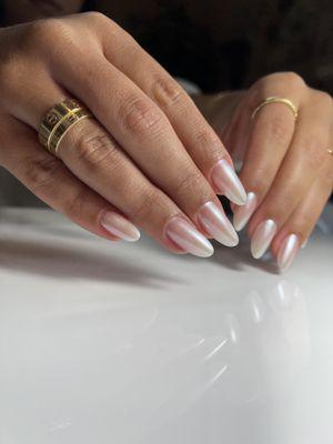 Structured Luxe Manicure (Russian manicure with hard gel) White chrome