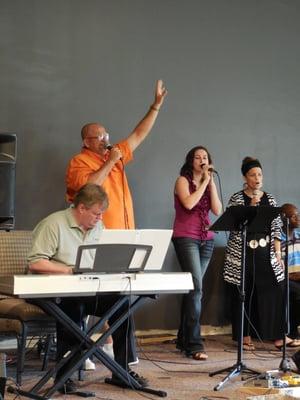 Worship team during Saturday night service at Victory Center Church