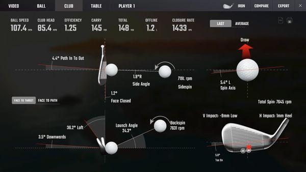 Screen capture of GCQuad swing metrics