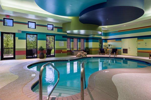 Heated salt-water pool offering water aerobics and water yoga classes.  Pool volleyball is also very popular!