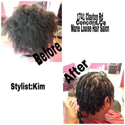 Before an After twist on natural hair