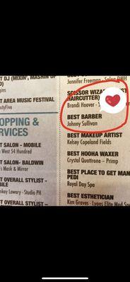 Lagniappe 2018 Nappie Award  Best Barber in Mobile, AL