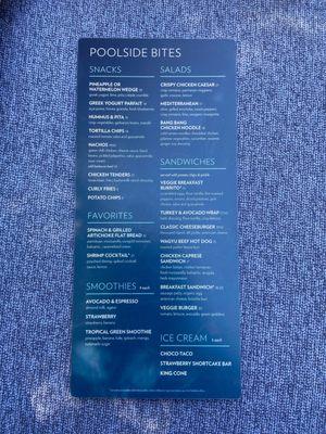 Poolside Menu