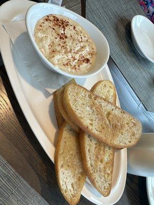 Lump crab dip and crostinis