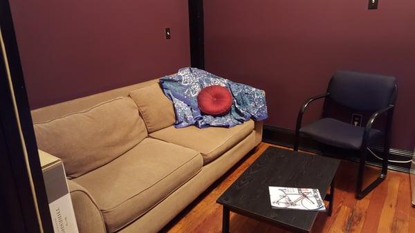 Comfy seating in the relaxation room