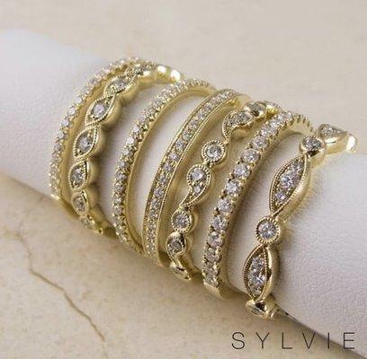 Yellow Gold Sylvie Collection Diamond Stack Bands