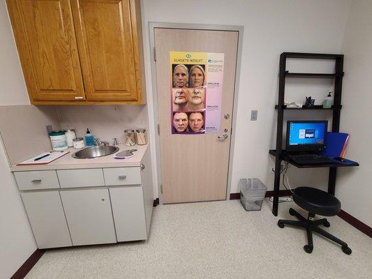 Inside the patient's room