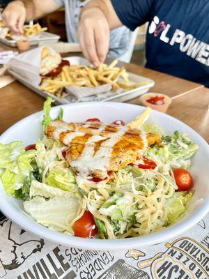 Nashville hot chicken salad with grilled chicken