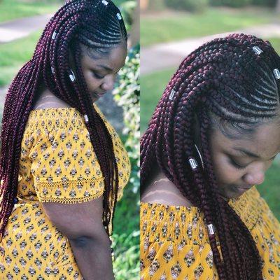 Tribal Braids with singles in back