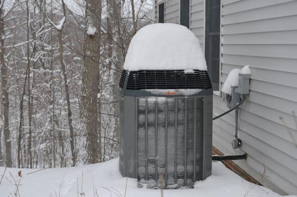 12" of snow...no problem for a Trane heat pump!