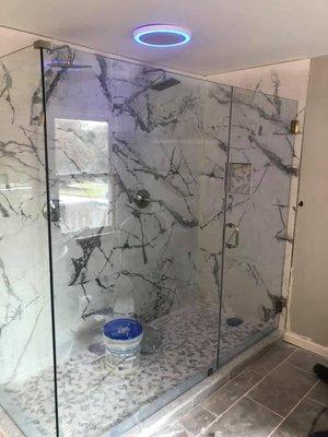 Shower Door and Panel Installation done by @pemirrornglass