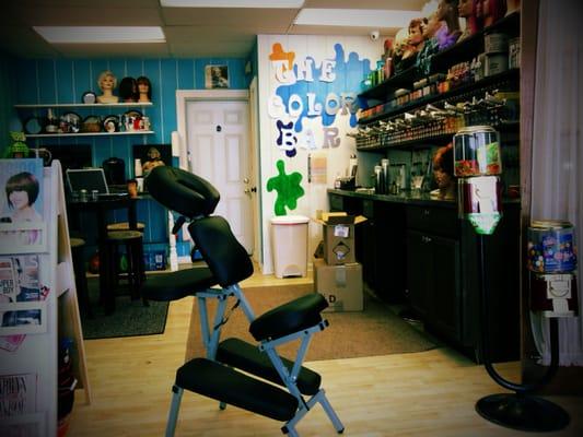 Chair massages at Splat Hair Design.