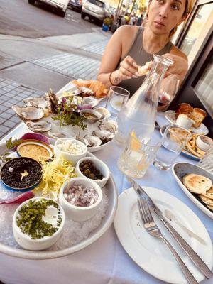 caviar, oysters, fries, wife