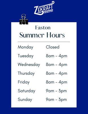 New Summer Hours