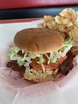 Pimento cheese and bacon burger. Yummy!