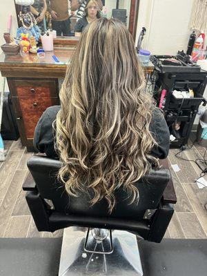 Long layers, highlight and color