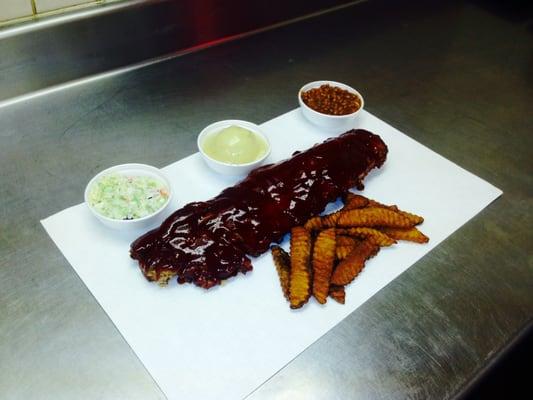 BBQ Ribs Meal.    Shown with a side of our Signature JoJo's