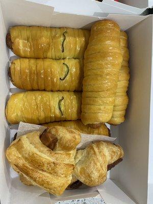 Jalapeño croissant mummies and croissant dog with bacon.