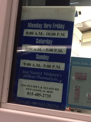 Not a 24/7 pharmacy, so limited evening hours in the weekend..