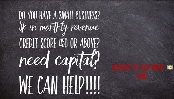 We can help with any small business LOANS!!! No Risk Easy Approval!!! Email Us today: theafirm1@gmail.com