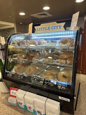 bagel and pastry case