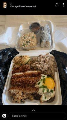 Loco Moco, Kalua Pig, and Katsu Chicken