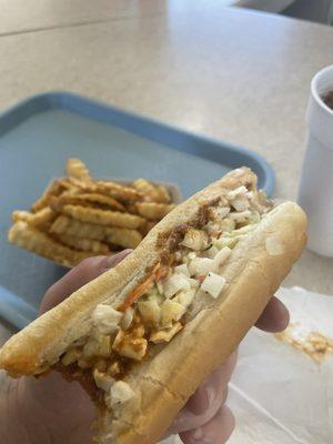 Medium hot dog and fries.