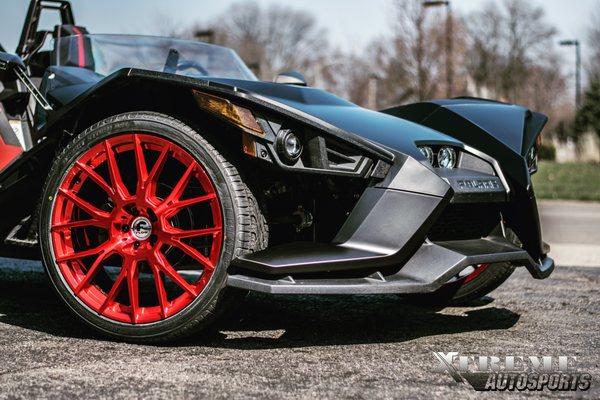 Sling shot Custom Wrapped as well Candy Red 22" Forgiato wheels