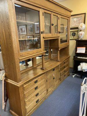 Rare Oak Pub Back Bar which has been utilized as a Pharmacist Cabinet