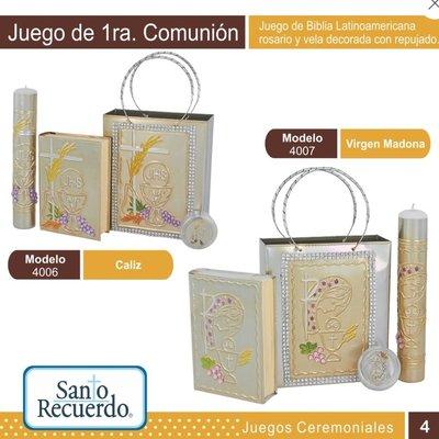 VELA, BIBLIA Y ROSARIO PARA PRIMERA COMUNION