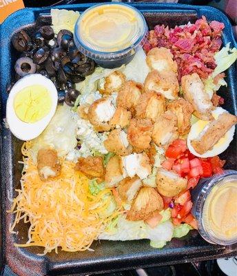 Fried Chicken Cobb Salad w/ Honey Mustard dressing, it's delish!!